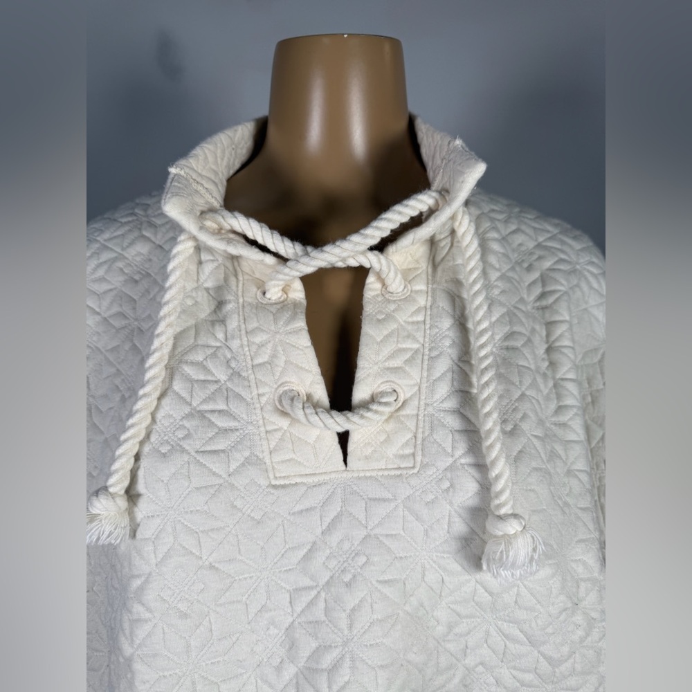 Madewell Women’s Size Large Poinsettia Quilted Knit Lace Up Sweatshirt - Picture 4 of 9